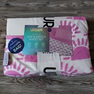 Urban Shop 6 Piece Pink and Cream Sun Print Mix and Match Sheet Set Twin Size